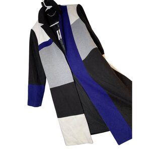 Chicos Black Label Size 8/10 M Patchwork Topper Coat RD10711 $259 NWT